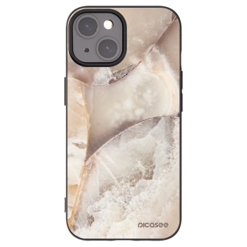 Picasee silikonowe czarne etui na Apple iPhone 15 - Cream marble
