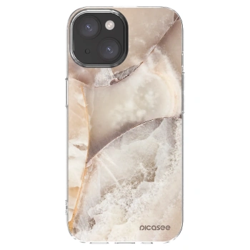 Picasee silikonowe przeźroczyste etui na Apple iPhone 15 - Cream marble