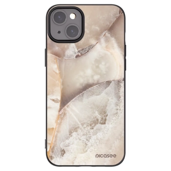 Picasee silikonowe czarne etui na Apple iPhone 15 Plus - Cream marble