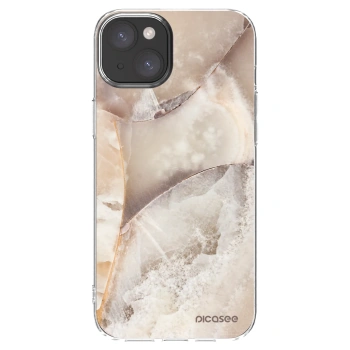 Picasee silikonowe przeźroczyste etui na Apple iPhone 15 Plus - Cream marble