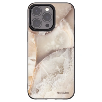 Picasee silikonowe czarne etui na Apple iPhone 15 Pro Max - Cream marble