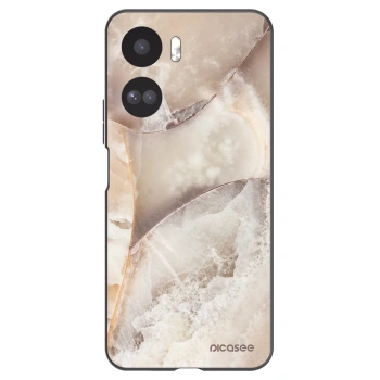 Picasee silikonowe czarne etui na Honor 90 Lite 5G - Cream marble