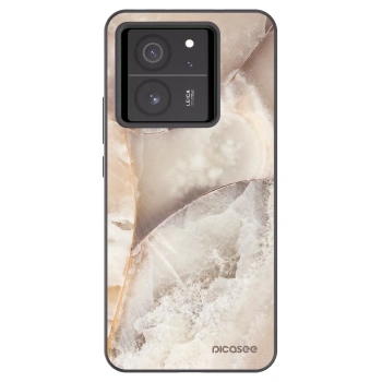 Picasee silikonowe czarne etui na Xiaomi 13T - Cream marble