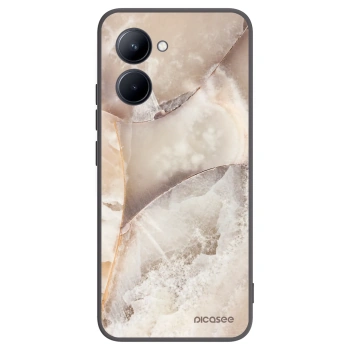 Picasee silikonowe czarne etui na Realme C33 (2023) - Cream marble