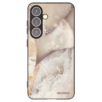 Picasee silikonowe czarne etui na Samsung Galaxy S24 S921B 5G - Cream marble