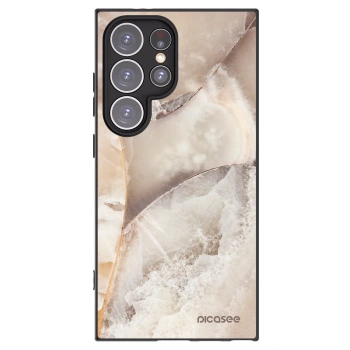 Picasee silikonowe czarne etui na Samsung Galaxy S24 Ultra S928B 5G - Cream marble
