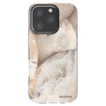 Picasee silikonowe przeźroczyste etui na Apple iPhone 16 Pro - Cream marble