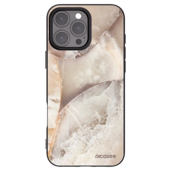 Picasee silikonowe czarne etui na Apple iPhone 16 Pro Max - Cream marble