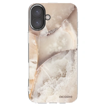 Picasee silikonowe przeźroczyste etui na Apple iPhone 16 Plus - Cream marble