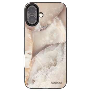 Picasee silikonowe czarne etui na Apple iPhone 16 Plus - Cream marble