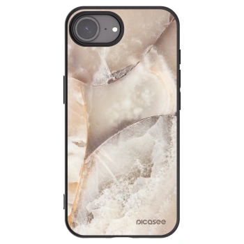 Picasee silikonowe czarne etui na Apple iPhone 16e - Cream marble