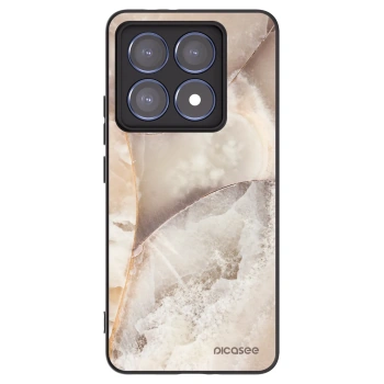 Picasee silikonowe czarne etui na Xiaomi 14T Pro - Cream marble