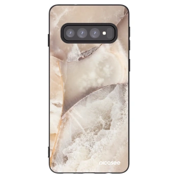 Picasee silikonowe czarne etui na Samsung Galaxy S10 G973 - Cream marble
