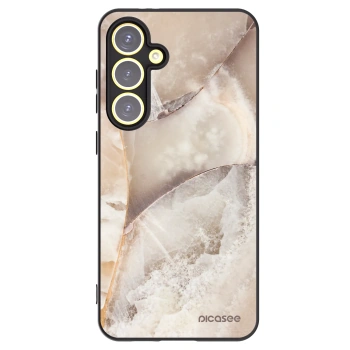 Picasee silikonowe czarne etui na Samsung Galaxy S24 FE S721B - Cream marble