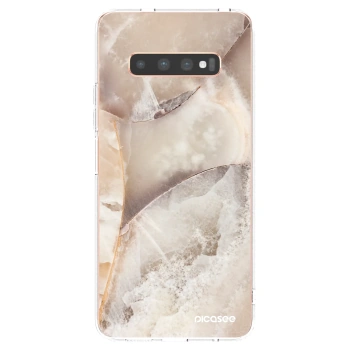 Picasee silikonowe przeźroczyste etui na Samsung Galaxy S10 Plus G975 - Cream marble