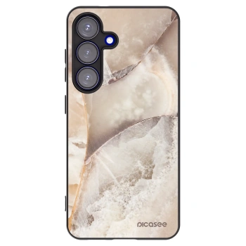 Picasee silikonowe czarne etui na Samsung Galaxy S25 5G - Cream marble