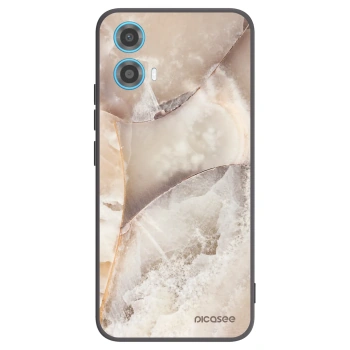 Picasee silikonowe czarne etui na Motorola Moto G34 5G - Cream marble