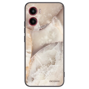 Picasee silikonowe czarne etui na Motorola Moto G05 - Cream marble