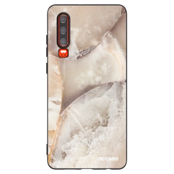 Picasee silikonowe czarne etui na Huawei P30 - Cream marble