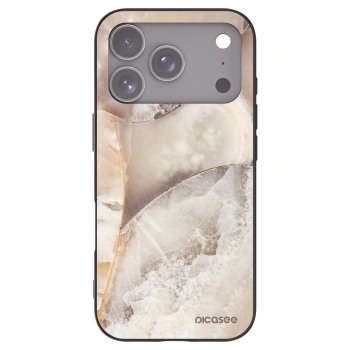 Picasee silikonowe czarne etui na Apple iPhone 17 Pro - Cream marble