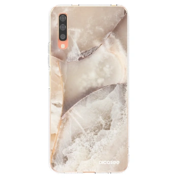Picasee silikonowe przeźroczyste etui na Samsung Galaxy A70 A705F - Cream marble