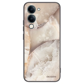 Picasee silikonowe czarne etui na Vivo Y29s 5G - Cream marble