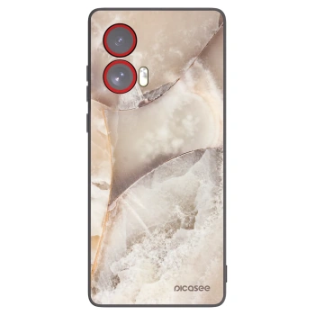 Picasee silikonowe czarne etui na Motorola Edge 50 Fusion - Cream marble