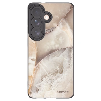 Picasee silikonowe czarne etui na Samsung Galaxy S26 - Cream marble