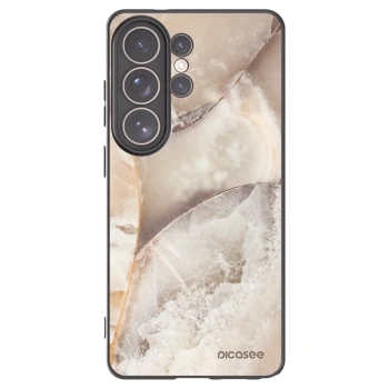 Picasee silikonowe czarne etui na Samsung Galaxy S26 Ultra - Cream marble