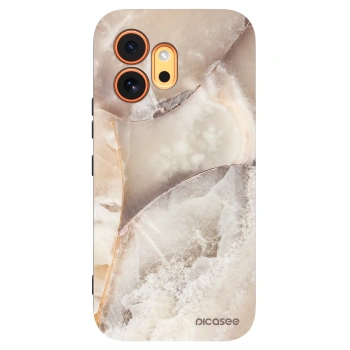 Picasee silikonowe czarne etui na Honor 600 - Cream marble