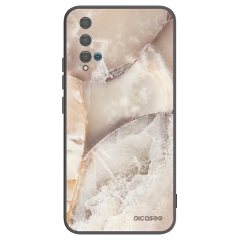 Picasee silikonowe czarne etui na Huawei Nova 5T - Cream marble