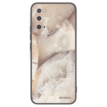 Picasee silikonowe czarne etui na Samsung Galaxy S20 G980F - Cream marble
