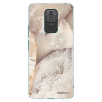 Picasee silikonowe czarne etui na Xiaomi Redmi Note 9 - Cream marble