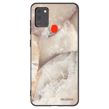 Picasee silikonowe czarne etui na Samsung Galaxy A21s - Cream marble