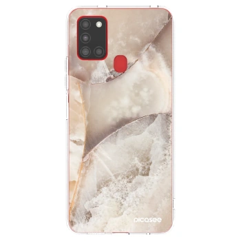Picasee silikonowe przeźroczyste etui na Samsung Galaxy A21s - Cream marble