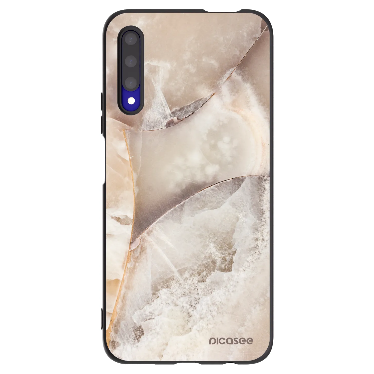 Picasee silikonowe czarne etui na Honor 9X Pro - Cream marble
