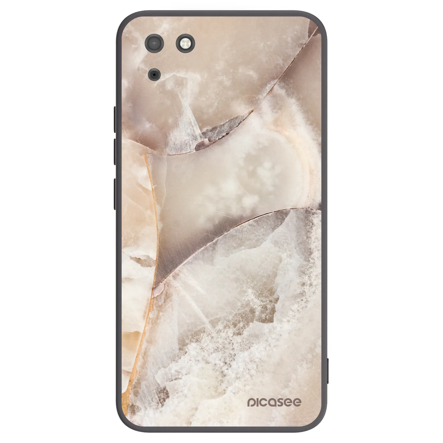 Picasee silikonowe czarne etui na Huawei Y5P - Cream marble