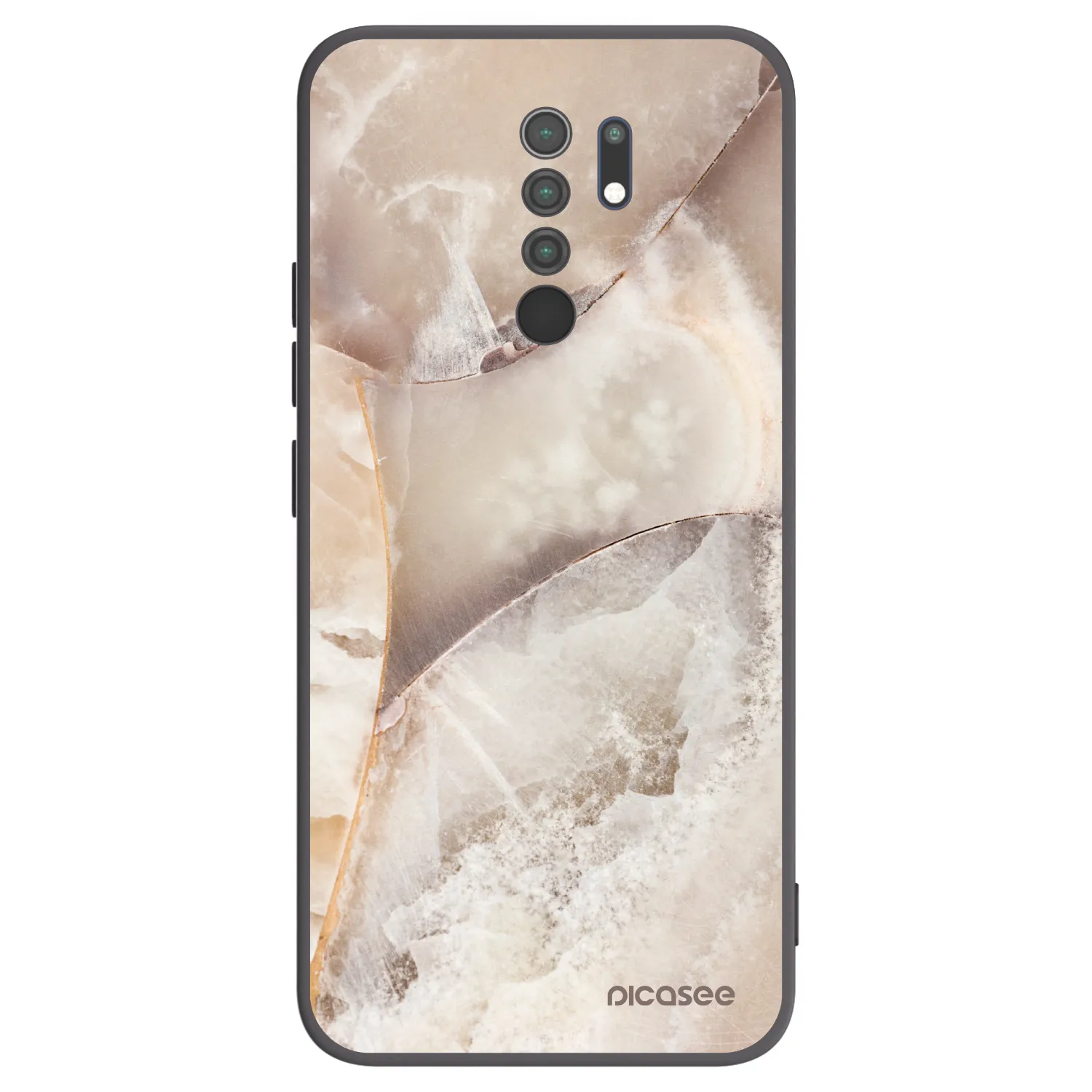 Picasee silikonowe czarne etui na Xiaomi Redmi 9 - Cream marble