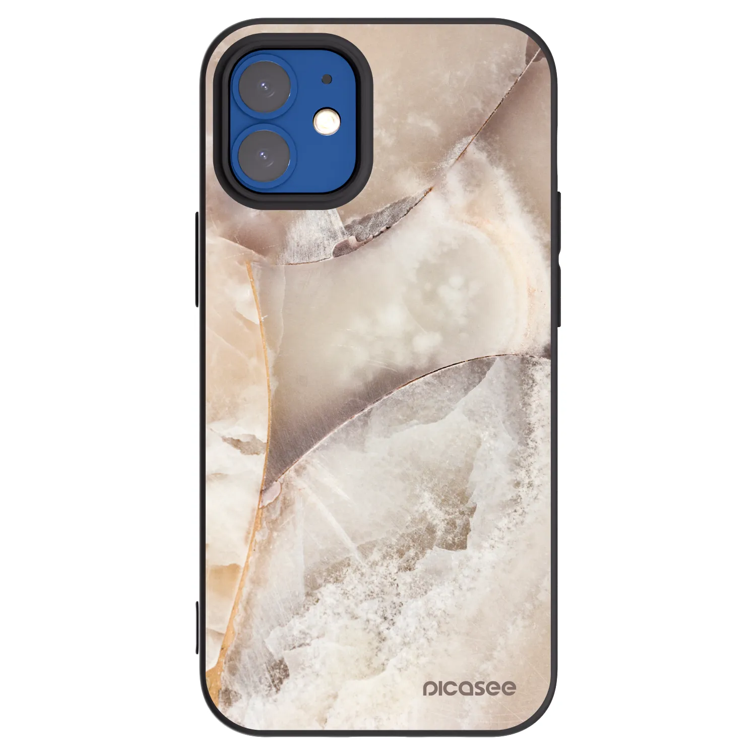 Picasee silikonowe czarne etui na Apple iPhone 12 mini - Cream marble