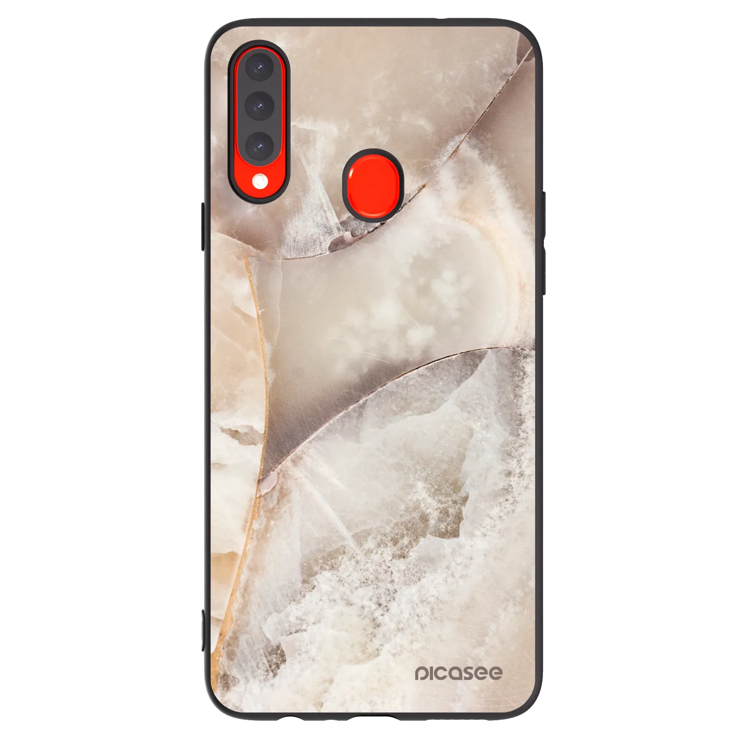 Picasee silikonowe czarne etui na Samsung Galaxy A20s - Cream marble