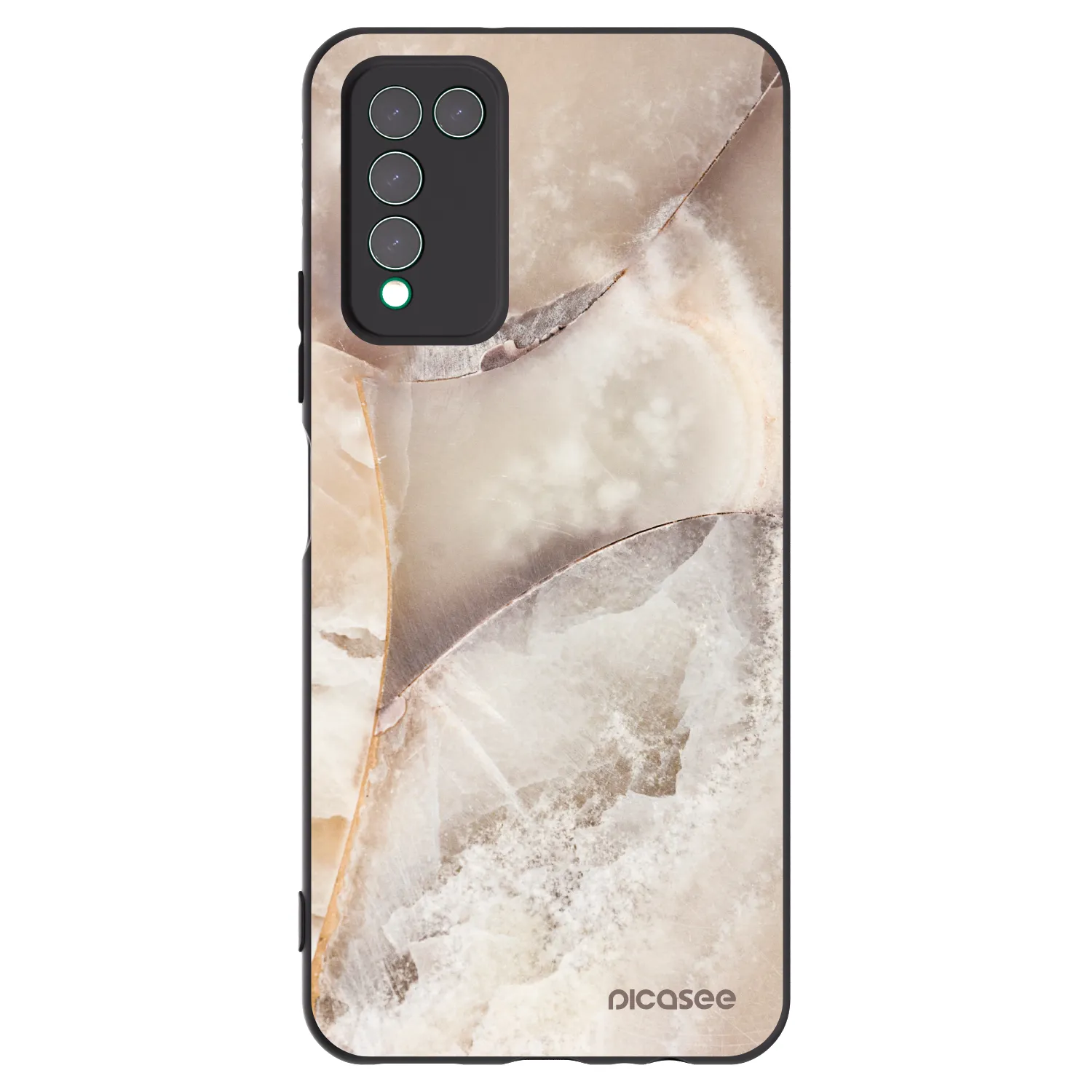 Picasee silikonowe czarne etui na Honor 10X Lite - Cream marble