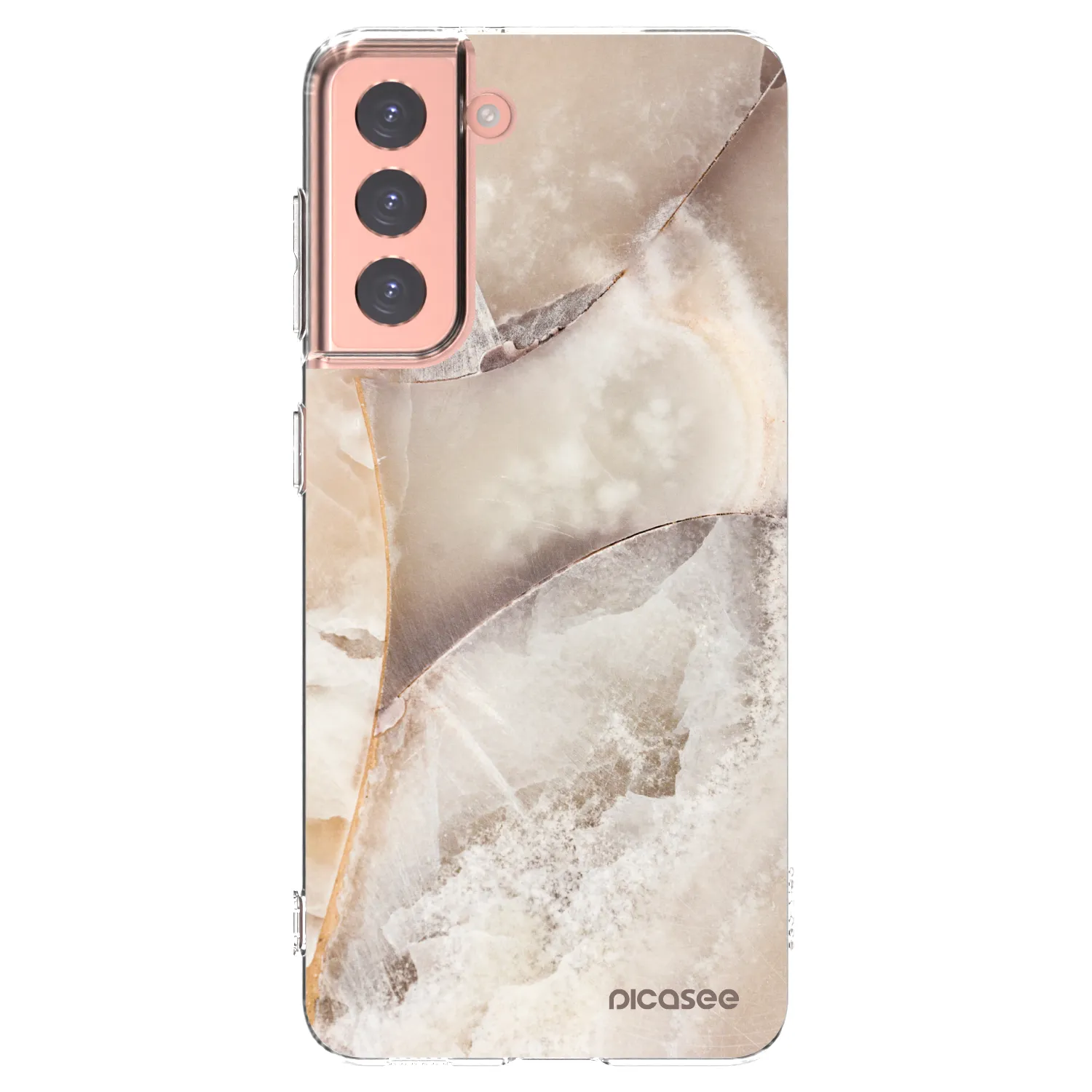 Picasee silikonowe przeźroczyste etui na Samsung Galaxy S21 5G G991B - Cream marble