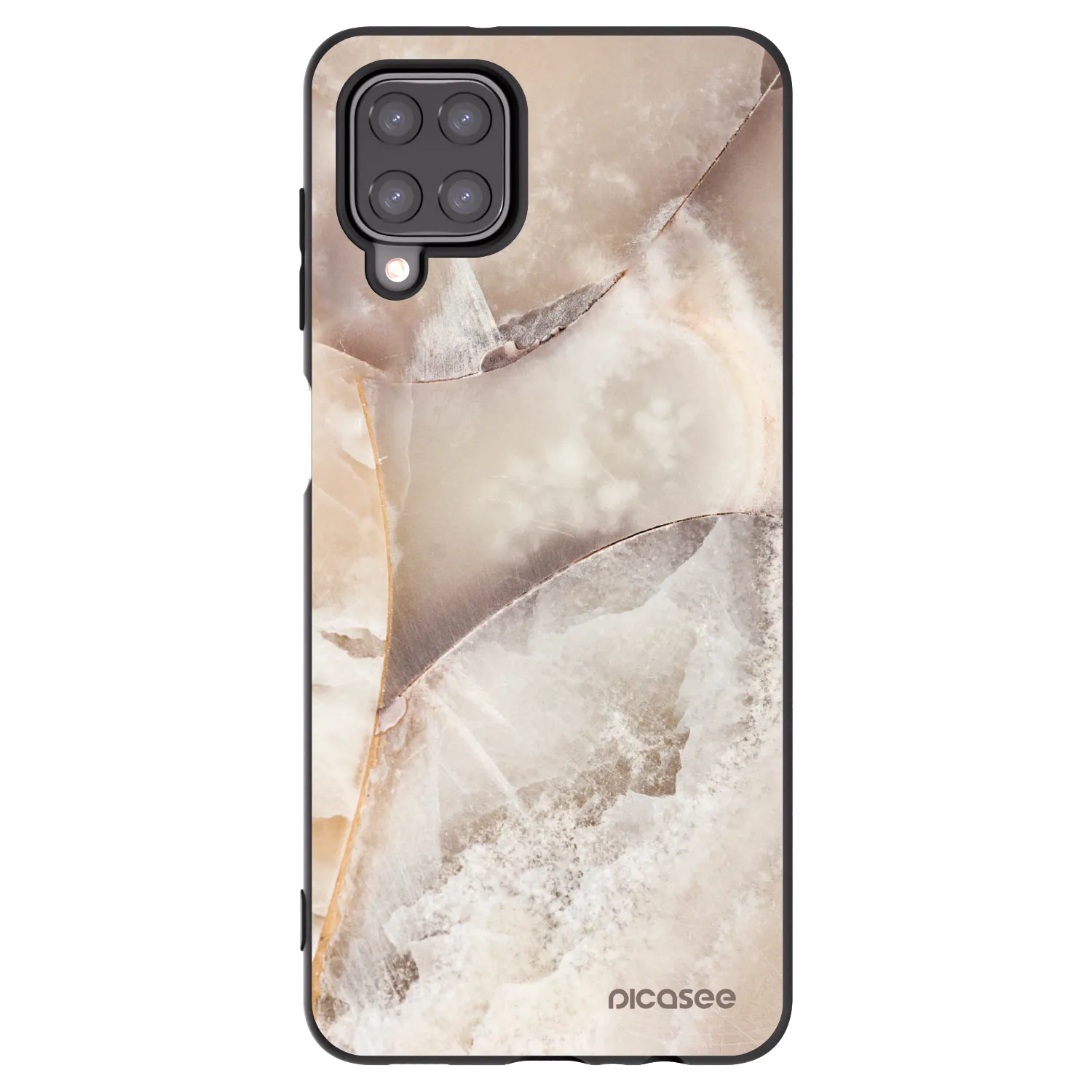 Picasee silikonowe czarne etui na Samsung Galaxy A12 A125F - Cream marble