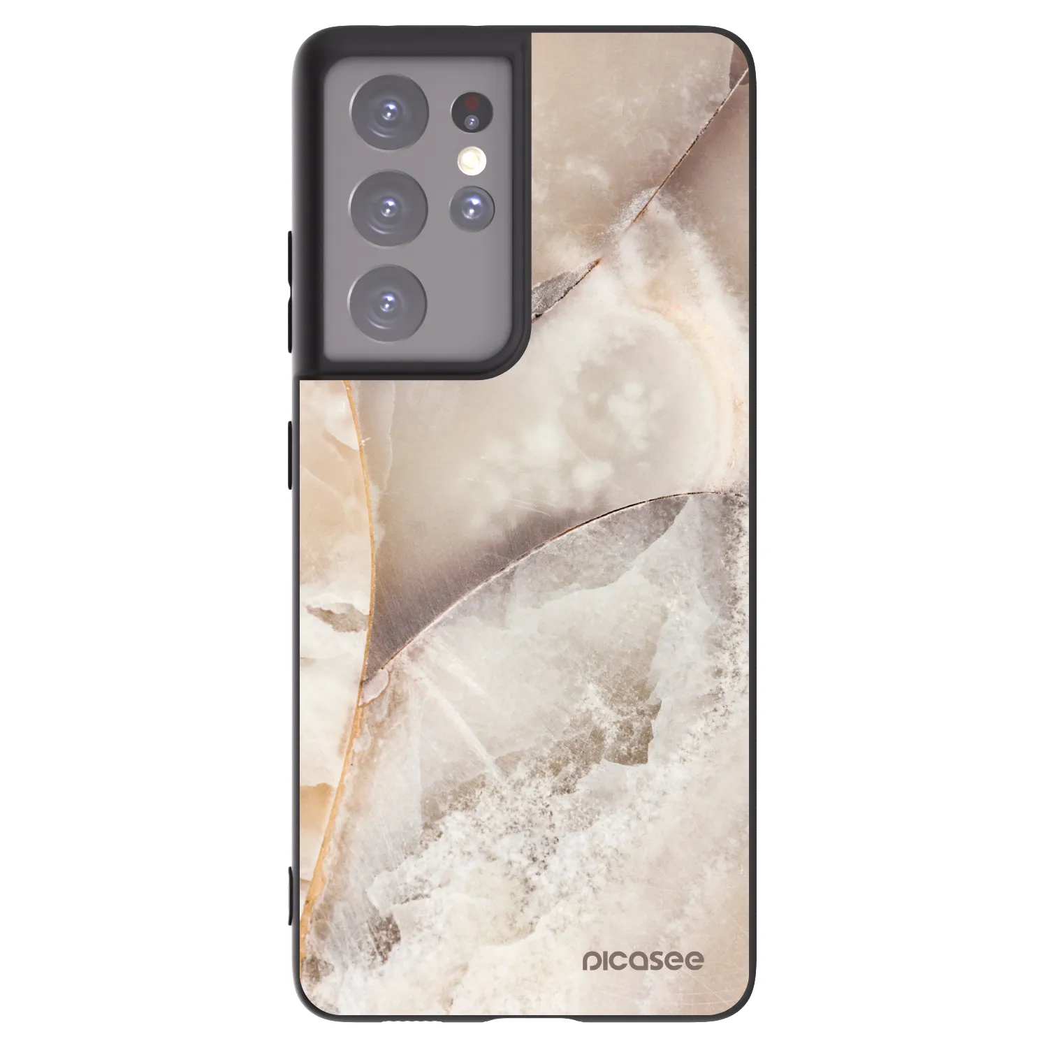 Picasee silikonowe czarne etui na Samsung Galaxy S21 Ultra 5G G998B - Cream marble