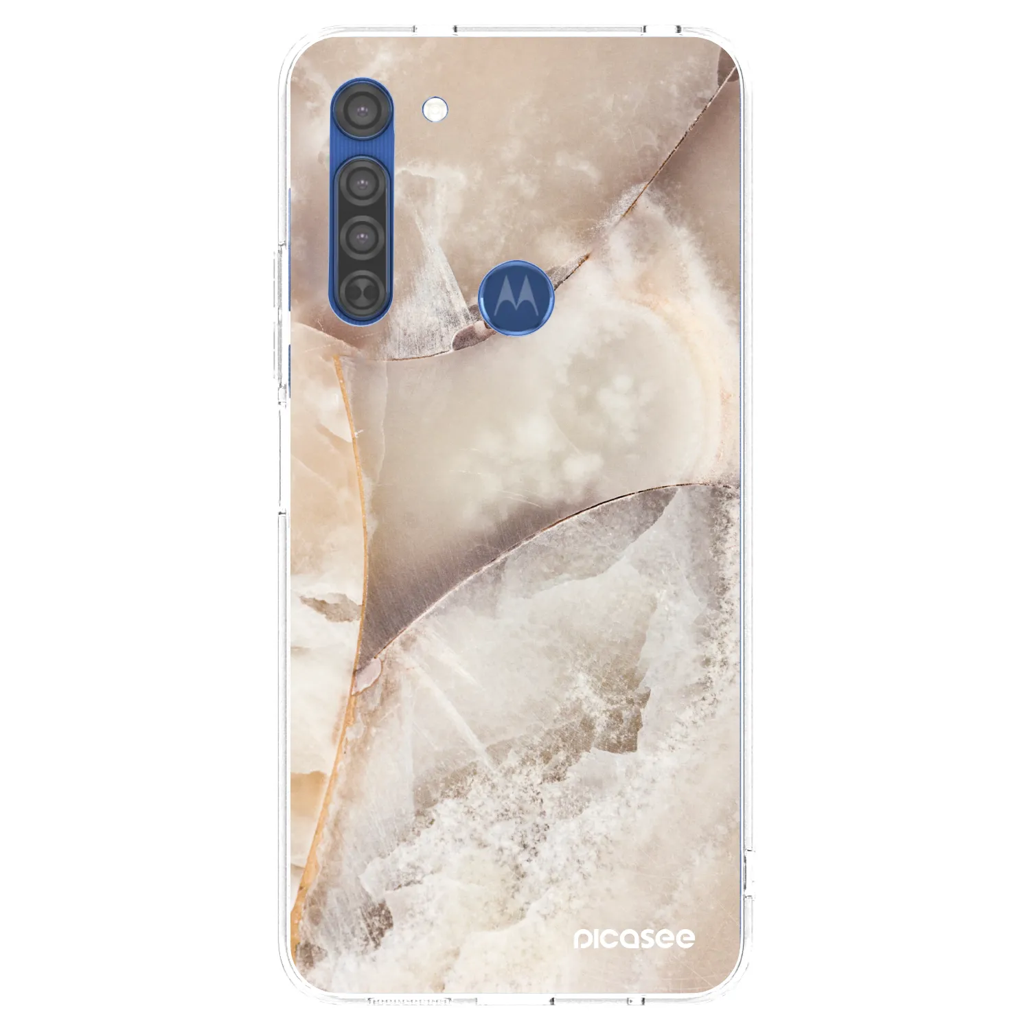 Picasee silikonowe przeźroczyste etui na Motorola Moto G8 - Cream marble