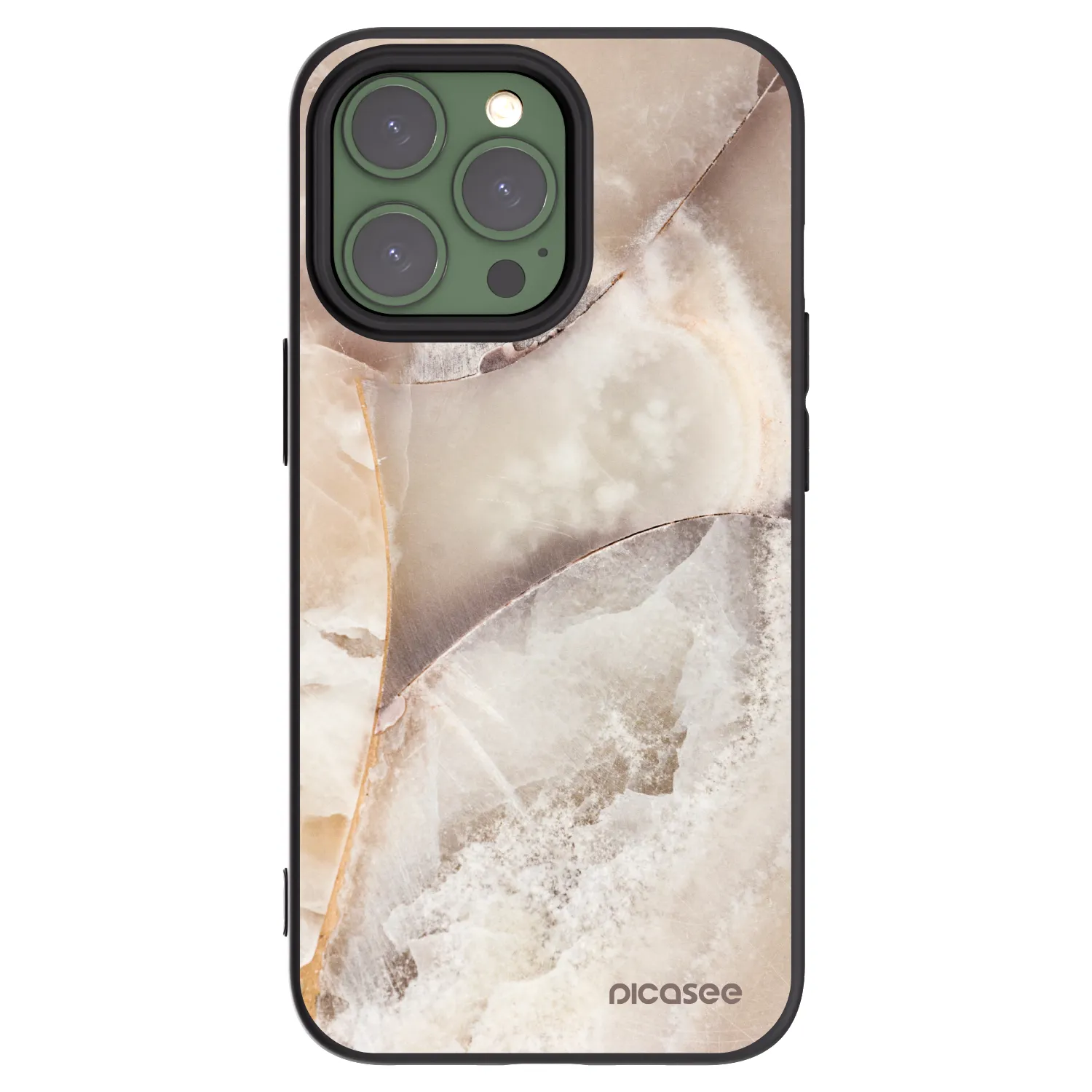 Picasee silikonowe czarne etui na Apple iPhone 13 Pro - Cream marble