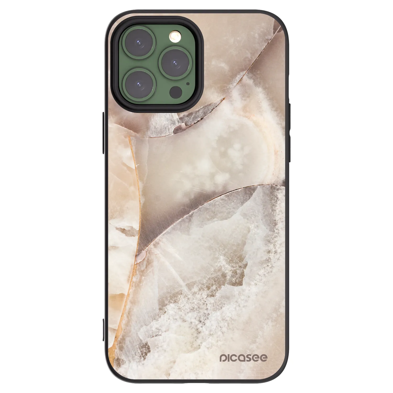 Picasee silikonowe czarne etui na Apple iPhone 13 Pro Max - Cream marble