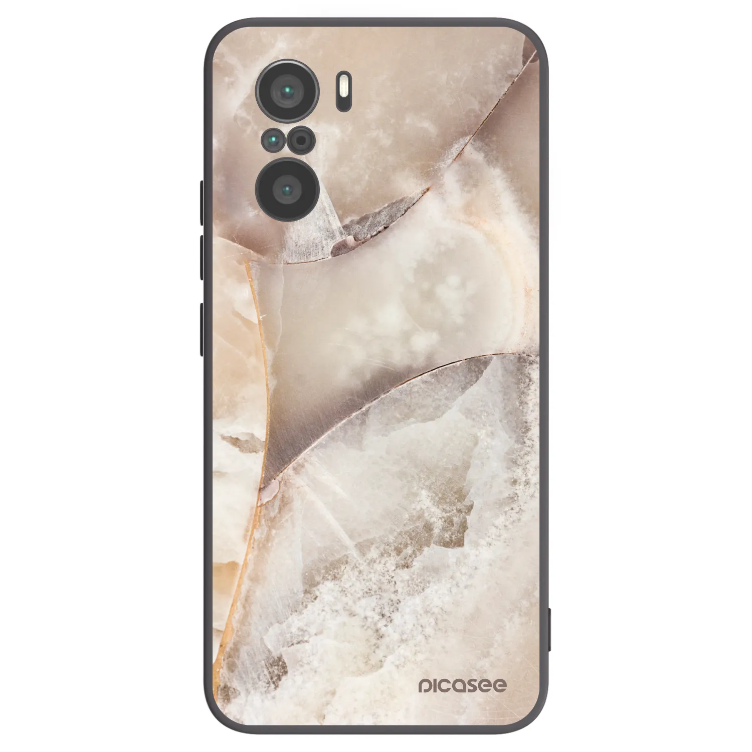 Picasee silikonowe czarne etui na Xiaomi Poco F3 - Cream marble