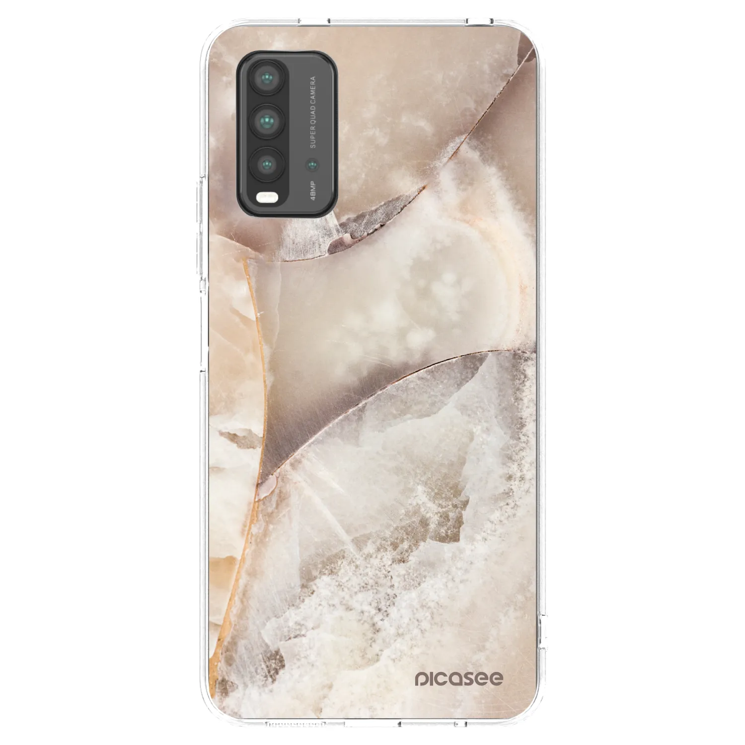 Picasee silikonowe czarne etui na Xiaomi Redmi 9T - Cream marble
