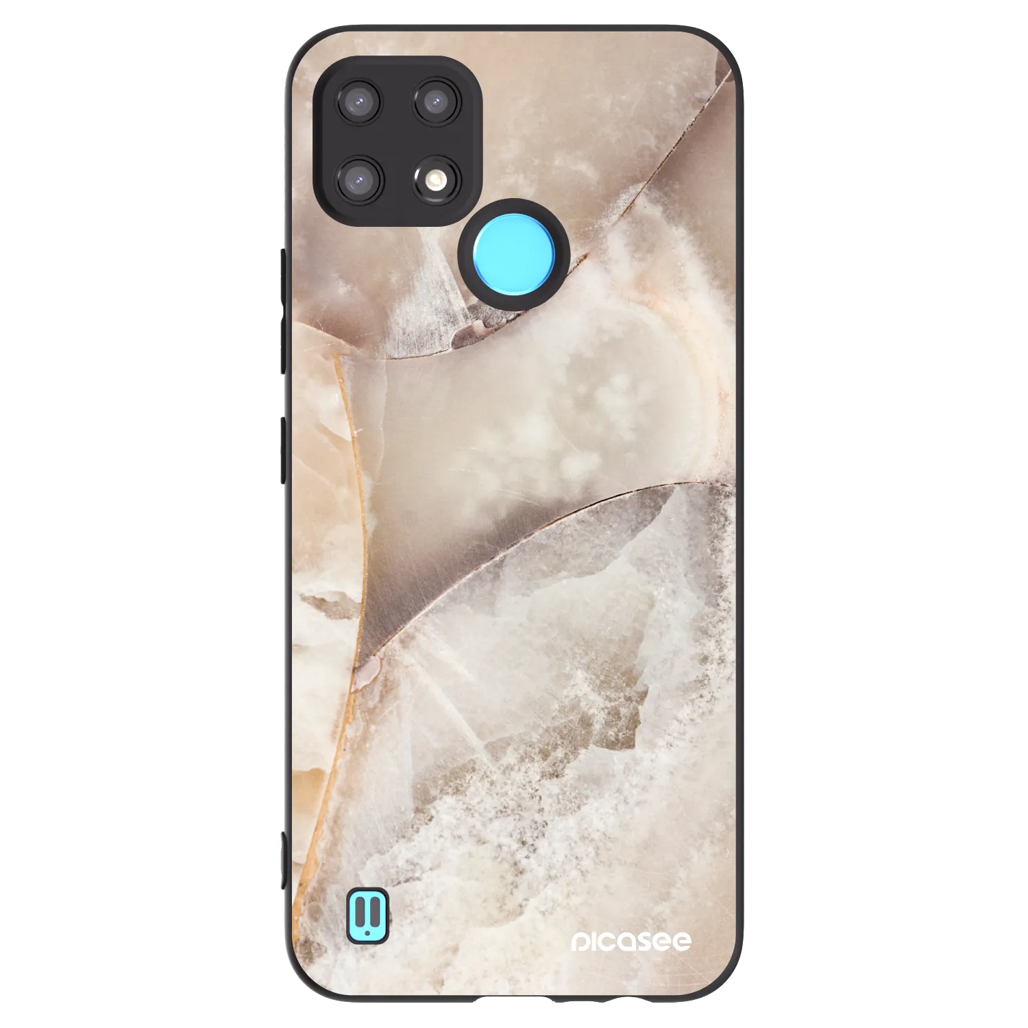 Picasee silikonowe czarne etui na Realme C21 - Cream marble